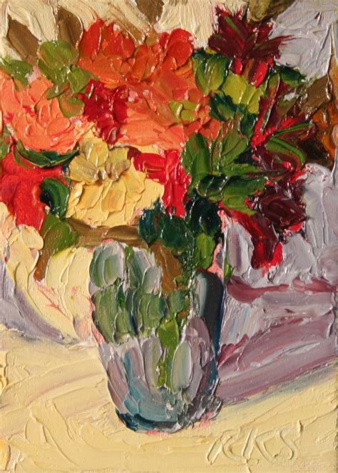 Roxanne Steeds Painting A Day Autumn Bouquet Aceo Floral Original
