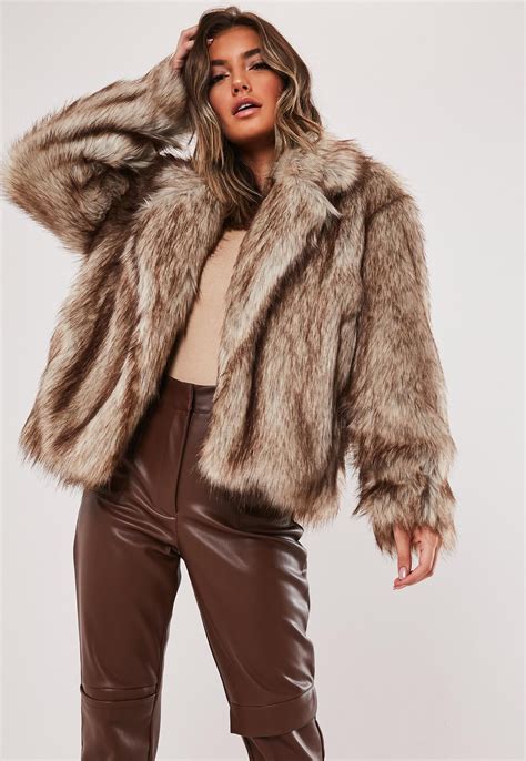 brown faux collared coat missguided brown fur coat brown faux fur coat faux fur coats outfit