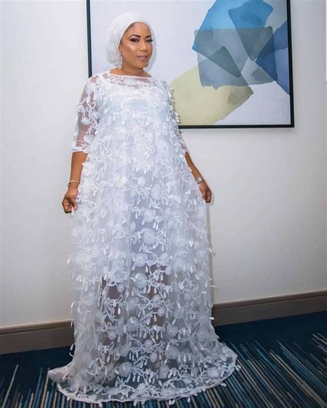 3d Flower White Lace Gown African Bridal Dress Nigerian Lace Styles