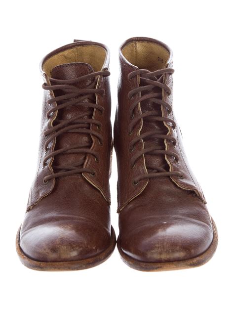 Frye Lace Up Leather Ankle Boots Shoes Wf821416 The Realreal