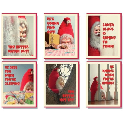 creepy santa assorted box set funny holiday cards l smitten kitten always fits funny holiday