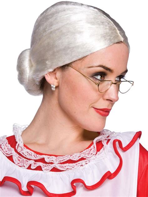 Old Lady Woman Bun Santa Mrs Claus Fancy Dress Granny Sock Bun Hairstyles Very Easy