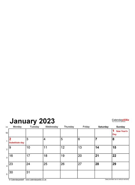 Free Blank 2023 Calendar Word 2022