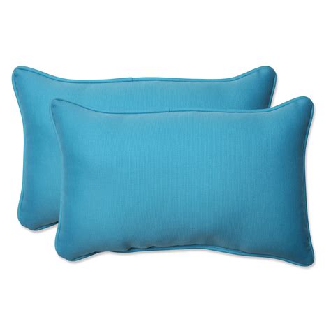 Pillow Perfect Outdoor Veranda Turquoise Rectangular Throw Pillow Set