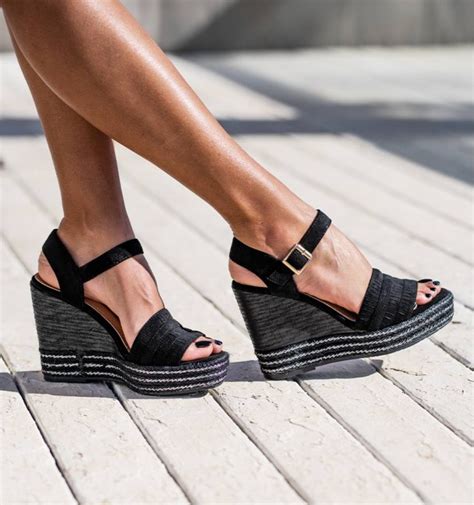 Black Platform Wedge Sandals