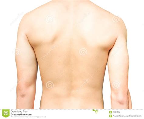 Closeup Back Of Man On White Background Beauty Healthy Skin Care Stock