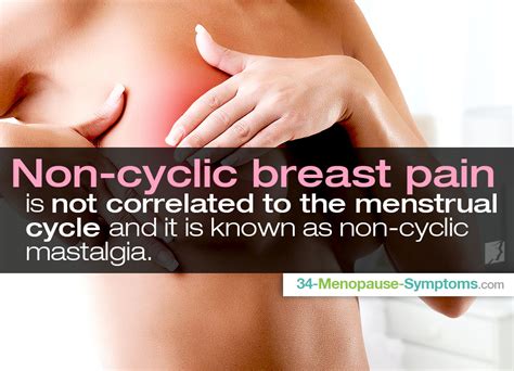 According to the breast cancer foundation, breast pain includes any pain, tenderness or discomfort in the breast or underarm region, and can occur for a number of fast facts on breast pain. Noncyclic Breast Pain: Important Things to Know ...