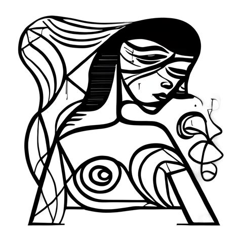 Picasso Woman Line Art · Creative Fabrica