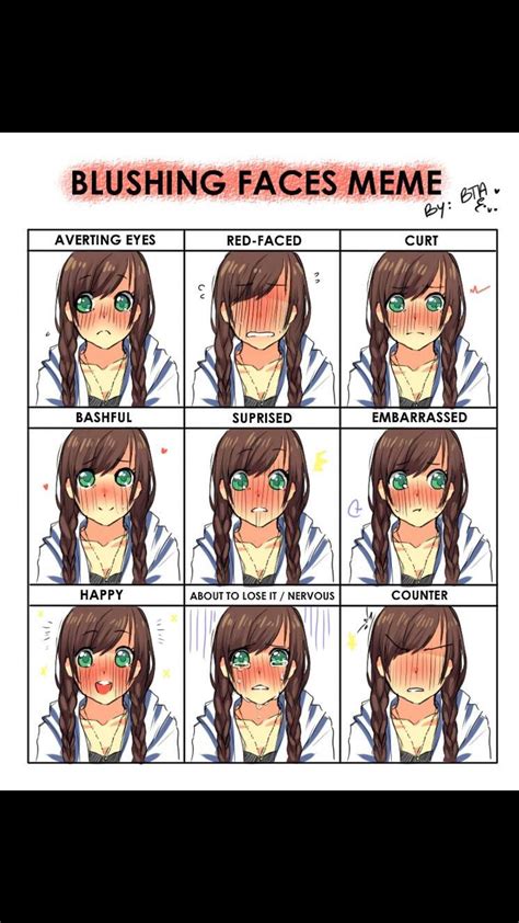 Anime Blushing Chart Neat Anime Faces Expressions Drawing