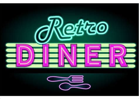 Prints Of Late Night Retro Diner Neon Sign With Cutlery Neon Signs Retro Diner Diner