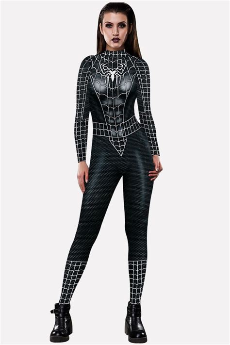Black Spider Woman Adults Halloween Costume Mini Dress Fashion