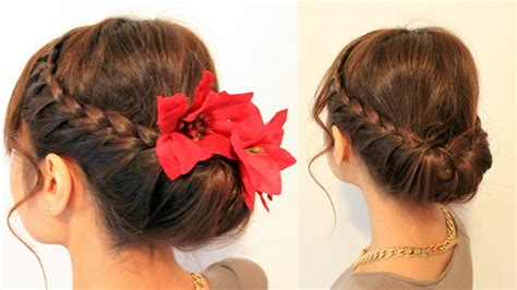 Holiday Braided Updo Hairstyle For Medium Long Hair Tutorial Youtube