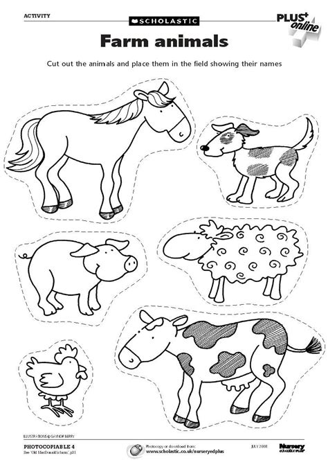 Farm Animals For Coloring And Cutting Fichas Actividades Para