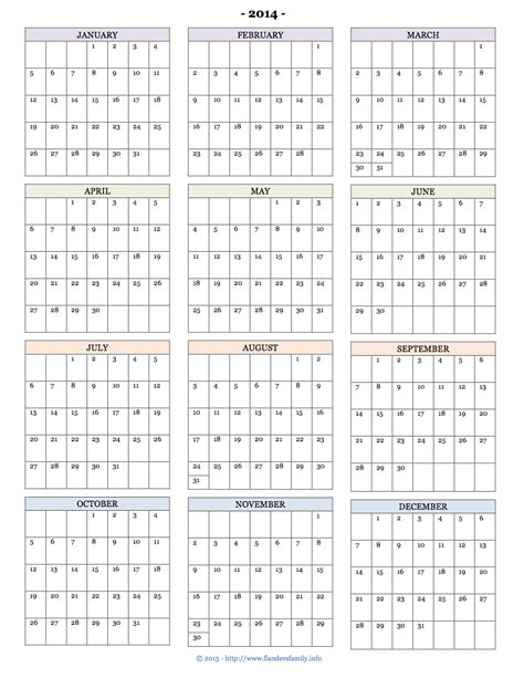 Printable 2014 Calendars Calendar Printables Printable Yearly