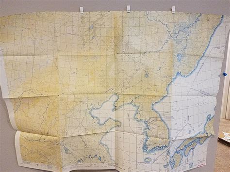 Vintage Usaf Jet Navigation Chart Map Yellow Sea 1958 Cold War Adiz