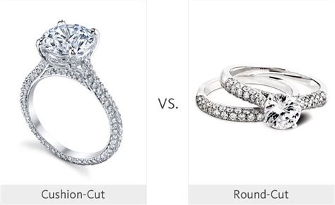 Round diamonds are also the most popular diamond shape for engagement rings, diamond rings, and many other types of diamond jewelry. Cushion-Cut vs. Round-Cut #WeddingMadness