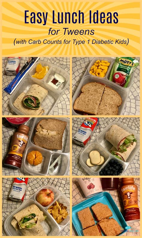 Try out these best easy breakfasts for diabetics, all approved by diabetes experts. Easy Lunch Ideas for Tweens (with Carb Counts for Type 1 Diabetic Kids)