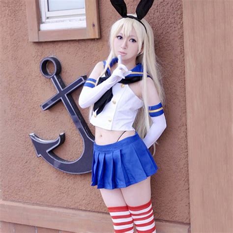 Free Shipping Anime Kantai Collection Shimakaze Cosplay Costume Outfits
