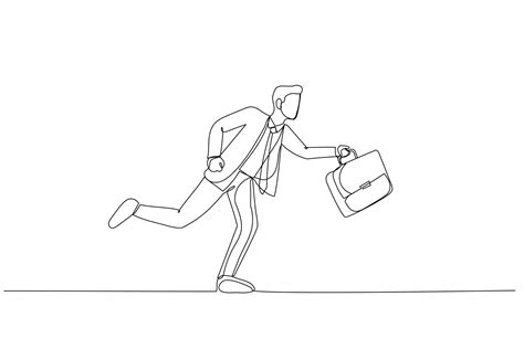 Cartoon Of Businessman Running With A Briefcase Because Appointment