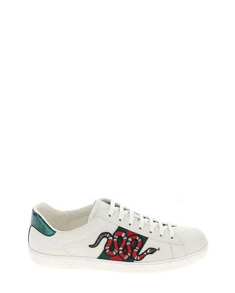 Gucci Snake Ace Embroidered Low Top Sneakers In White For Men Lyst