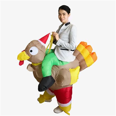 inflatable christmas dress trojan mascot costume for adults roast turkey santa claus and ride