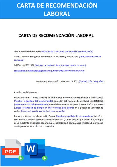 Carta De Recomendacion Laboral Descripcion Ejemplos Reverasite