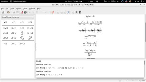 Libreoffice Math Writing Various Limit Formulas