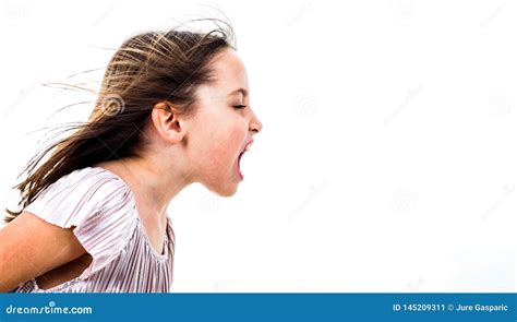 Little Girl Child Yelling Shouting And Screaming With Bad Manners