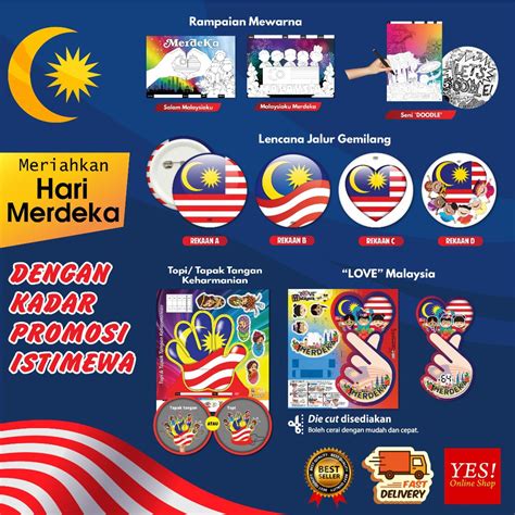 Buy Ready Stock Koleksi Merdeka Rampaian Mewarna Lencana Bendera
