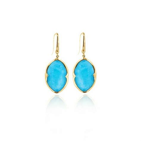 Stunning K Gold Vermeil Turquoise Drop Earrings Made In The Uk
