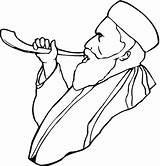 Coloring Rosh Hashanah Man Beard Printable Blowing Horn Clipart Categories Yom sketch template