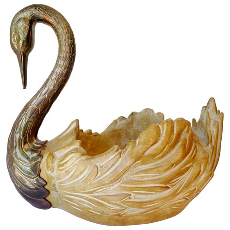 Hollywood Regency Brass Chapman Accessories Swan Centerpiece Bowl At 1stdibs