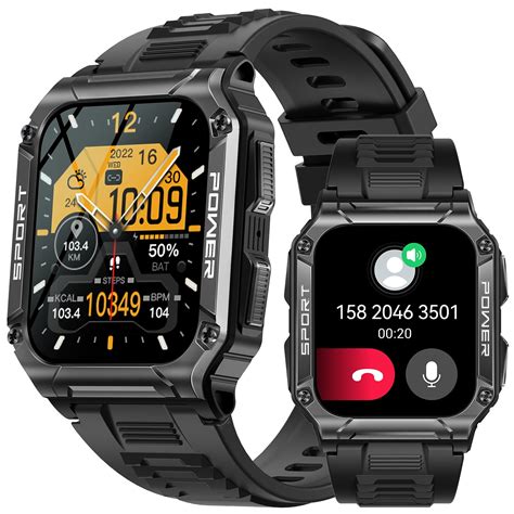 Eigiis Smart Watch For Men 1 95” Touch Screen Outdoor Fitness Trackers Rugged Tactical Watch