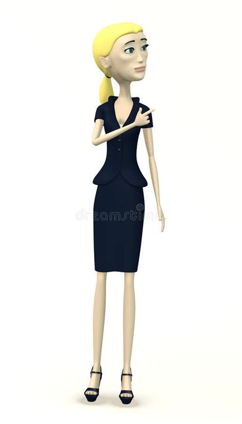 Businesswoman Pointing Modern Workplace Female Boss Or Secretary Cartoon Character Full Length