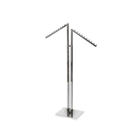 Chrome Clothes Rail Display Stand 2 Sloping Arms H1220mm 1830mm