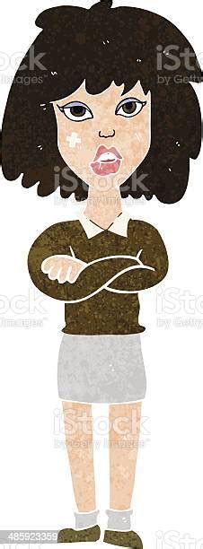 Cartoon Tough Woman With Folded Arms Stock Illustration Download