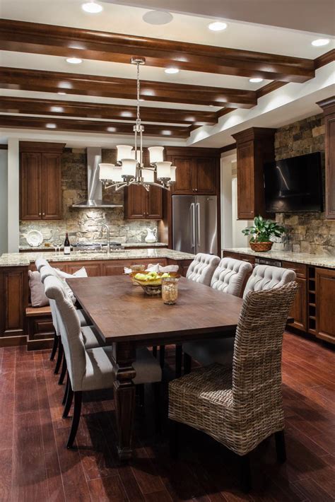 Elegant Transitional Kitchen With Exposed Wood Beams Hgtv