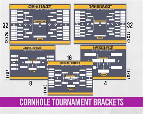 Printable Cornhole Tournament Brackets Available In 32 16 Etsy