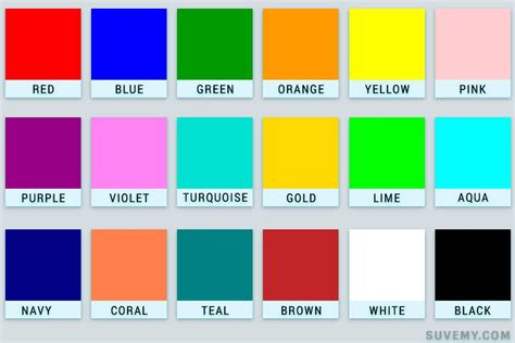 Colors Name In English The Most Popular And Best Colors Name In