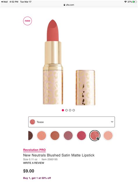 Revolution Pro New Neutrals Blushed Satin Matte Lipstick Color Tease Saw In Ulta Matte