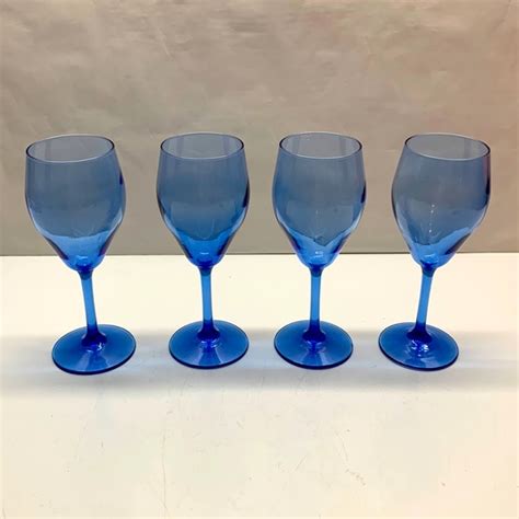 Dining Cobalt Blue Stemmed Wine Glasses Set 4 Poshmark