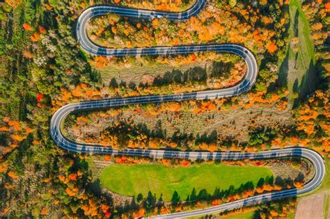 Beautiful Aerial Landscape Of Mountain Forest Road Aerial View Of