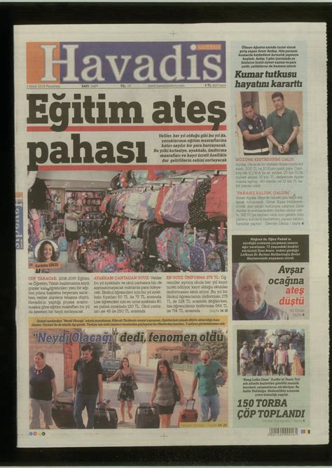 KKTC - Kıbrıs Gazeteleri Manşetleri - 03.09.2018 - Havadis Gazetesi ...