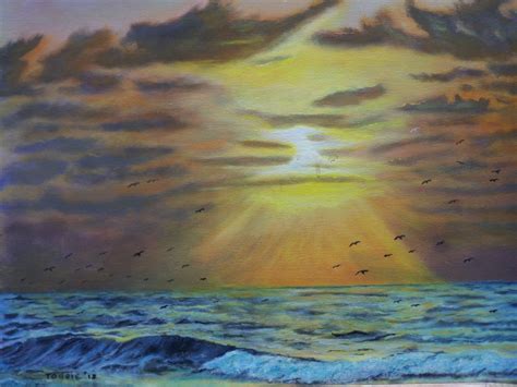 Ocean Sunset Ocean Sunset Paintings Art Art Background Paint