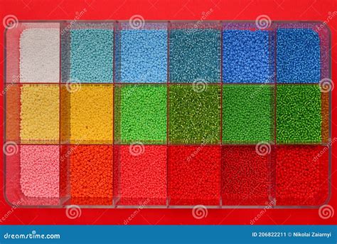 Container With Colored Beads Stock Image Image Of Happy Plastic 206822211