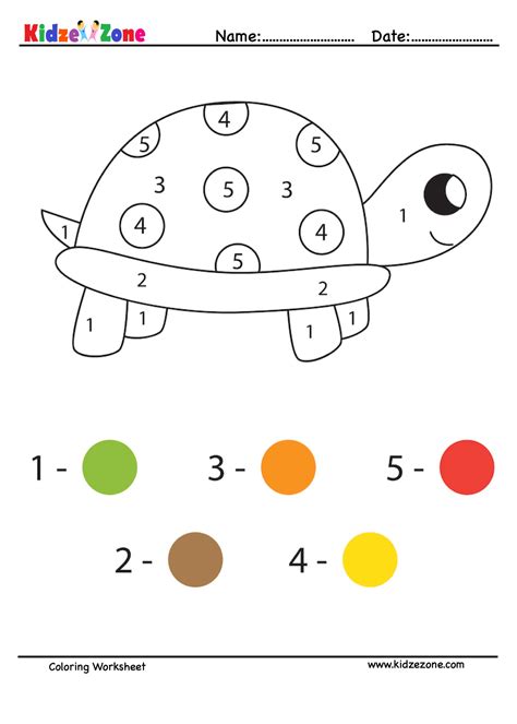 Coloring A Cute Turtle Worksheet Kidzezone