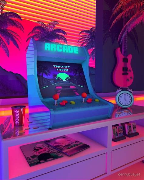 Arcade Dreams Poster By Dennybusyet 80s Aesthetic Purple Aesthetic