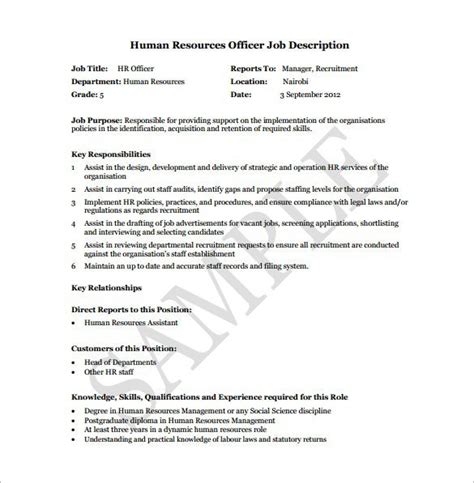 Hr Officer Job Description Gotilo