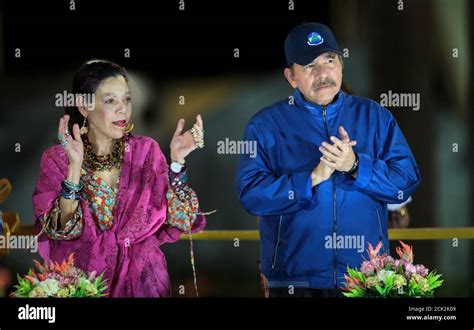 Nicaraguan President Daniel Ortega And Vice President Rosario Murillo