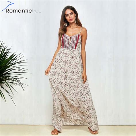 Romantichut Brand Women Dress Sleeveless Spaghetti Strap Dresses 2018 Summer Print Vintage Dress